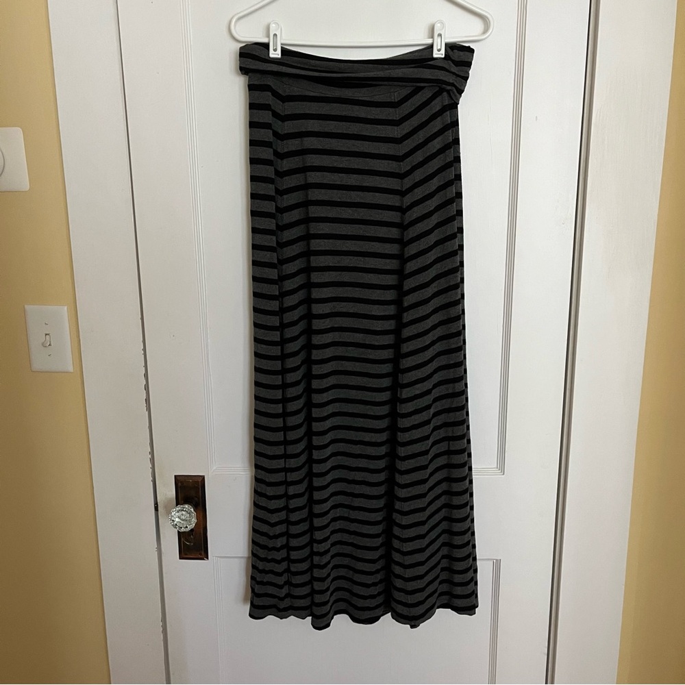 Striped Black and Gray Maxi Skirt - Women
